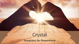  Presentation with corn field - PPT theme featuring woman making heart shape with hands against wooden planks overlooking corn field background and a coral colored foreground