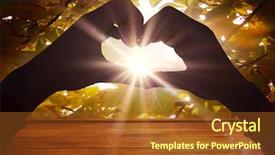  Presentation with heart shape tree - Colorful presentation theme enhanced with woman making heart shape backdrop and a tawny brown colored foreground