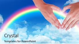  Presentation with heart clouds - Theme featuring woman making heart shape background and a arctic colored foreground