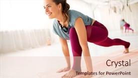  Presentation with sport and health - Amazing slides having woman making high lunge exercise backdrop and a lemonade colored foreground