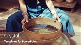  Presentation with antioxidant - PPT theme enhanced with woman-making-homemade-spices-dry background and a tawny brown colored foreground