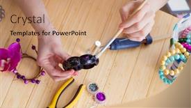  Presentation with jewelry - Presentation design enhanced with woman making jewelry at home background and a coral colored foreground