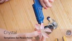  Presentation with jewelry - Beautiful presentation design featuring woman-making-jewelry-at-home backdrop and a coral colored foreground