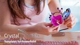  Presentation with jewelry - Amazing presentation having woman-making-jewelry-at-home backdrop and a coral colored foreground