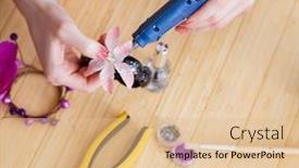  Presentation with jewelry - Beautiful theme featuring woman-making-jewelry-at-home backdrop and a lemonade colored foreground