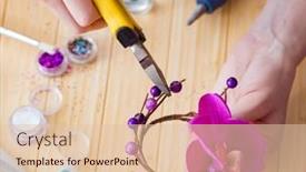  Presentation with jewelry - PPT theme featuring woman-making-jewelry-at-home background and a lemonade colored foreground