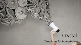  Presentation with announcement - Cool new theme with making loud announcement mixed media backdrop and a light gray colored foreground