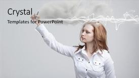  Presentation with lightning - PPT layouts with woman making magic effect - flash background and a  colored foreground