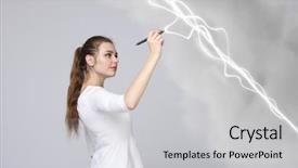  Presentation with effect - PPT theme featuring woman making magic effect - flash background and a  colored foreground