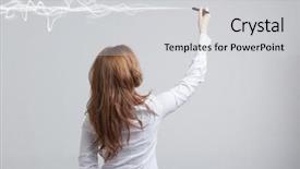  Presentation with renewable energy atmospheric pollution concept - Beautiful PPT theme featuring woman making magic effect - flash backdrop and a light gray colored foreground