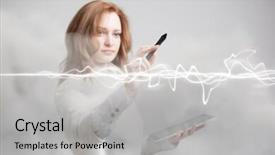  Presentation with lightning - Audience pleasing presentation design consisting of woman making magic effect - flash backdrop and a  colored foreground