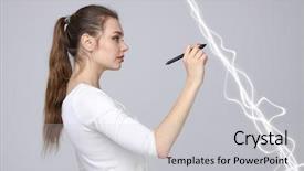  Presentation with lightning - Cool new slide deck with woman making magic effect - flash backdrop and a  colored foreground