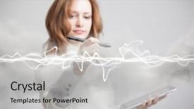  Presentation with concept high blood pressure used tablets and - Colorful PPT theme enhanced with woman making magic effect - flash backdrop and a  colored foreground