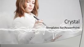  Presentation with effect - Amazing PPT theme having woman making magic effect - flash backdrop and a  colored foreground