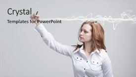  Presentation with lightning - Cool new presentation theme with woman making magic effect - flash backdrop and a light gray colored foreground