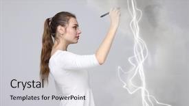  Presentation with effect - Audience pleasing presentation consisting of woman making magic effect - flash backdrop and a  colored foreground