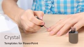  Presentation with manicure - Audience pleasing PPT layouts consisting of woman making manicure near lamp on table backdrop and a lemonade colored foreground