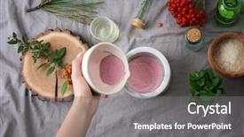  Presentation with cosmetics natural - Amazing presentation having woman making natural cosmetics top backdrop and a gray colored foreground