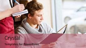  Presentation with purchase order and fulfillment - Cool new slide deck with woman making order at restaurant backdrop and a coral colored foreground