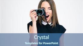  Presentation with decision making manufacturing process - Cool new slides with woman making photo on camera backdrop and a ocean colored foreground