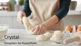  Presentation with rolling ball - Theme with woman making small balls background and a light gray colored foreground