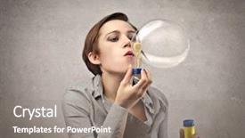  Presentation with making soap - Presentation design consisting of woman making soap bubbles background and a gray colored foreground