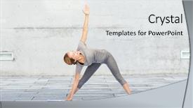  Presentation with mind body soul triangle - Beautiful slide deck featuring woman making yoga triangle pose backdrop and a white colored foreground