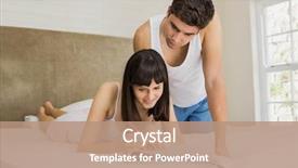  Presentation with classified - Theme having woman marking classified ads background and a coral colored foreground