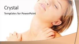  Presentation with complete - Cool new presentation theme with woman massaging her neck and shoulders from a complete series of photos backdrop and a sky blue colored foreground