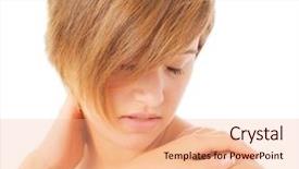  Presentation with complete - Amazing presentation theme having woman massaging her neck and shoulders from a complete series of photos backdrop and a coral colored foreground