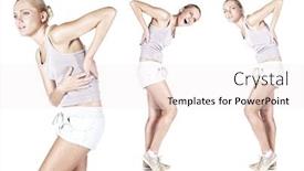  Presentation with back pain - Slides enhanced with woman massaging pain back background and a sky blue colored foreground