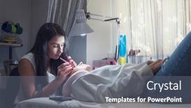  Presentation with salon - Slides enhanced with woman-master-in-salon-making background and a gray colored foreground