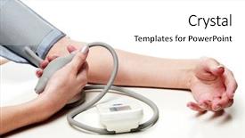  Presentation with blood pressure - Cool new presentation with woman measures her blood pressure backdrop and a white colored foreground