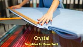  Presentation with textile - Audience pleasing PPT layouts consisting of woman-measures-the-fabric backdrop and a tawny brown colored foreground