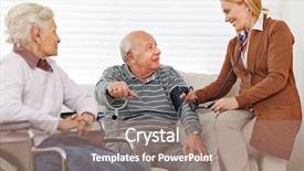  Presentation with blood pressure - Audience pleasing PPT layouts consisting of woman measuring blood pressure backdrop and a  colored foreground