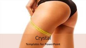  Presentation with woman nude body - Beautiful theme featuring waistline - woman measuring her body isolated backdrop and a gold colored foreground