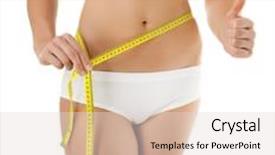  Presentation with slim body - Audience pleasing slides consisting of woman measuring her slim body backdrop and a lemonade colored foreground