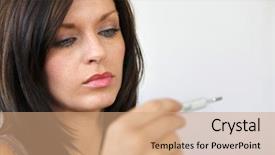  Presentation with temperature - Audience pleasing theme consisting of woman measuring her temperature backdrop and a coral colored foreground