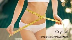  Presentation with slim body - Beautiful slides featuring woman measuring her waistline perfect backdrop and a coral colored foreground