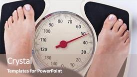  Presentation with weight loss woman showing - Cool new presentation theme with bascula - woman measuring her weight backdrop and a coral colored foreground