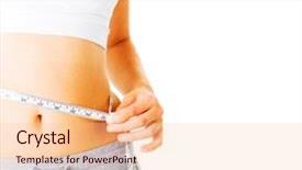  Presentation with complete - Presentation theme having active weight loss - young woman measuring herself background and a lemonade colored foreground