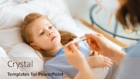  Presentation with temperature - Beautiful presentation featuring woman-measuring-temperature backdrop and a coral colored foreground