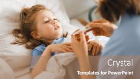  Presentation with temperature - Beautiful PPT theme featuring woman-measuring-temperature backdrop and a coral colored foreground