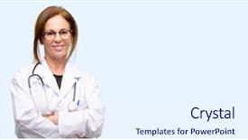 Presentation with blue professional - Theme consisting of woman medical professional with cross background and a white colored foreground