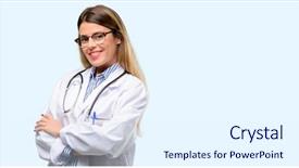  Presentation with professional - Cool new slide set with woman medical professional with cross backdrop and a  colored foreground