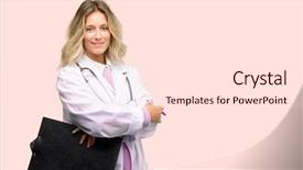  Presentation with feminine medical - Slide deck having woman medical professional with cross background and a  colored foreground