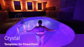  Presentation with atmosphere - Presentation theme with woman-meditating-and-relaxing background and a purple colored foreground