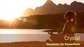  Presentation with yoga - Theme with woman-meditating-doing-yoga background and a tawny brown colored foreground