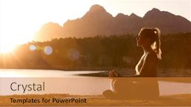  Presentation with yoga - Presentation design consisting of woman-meditating-doing-yoga background and a gold colored foreground