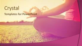  Presentation with yoga - PPT theme featuring woman meditating in a yoga background and a cream colored foreground